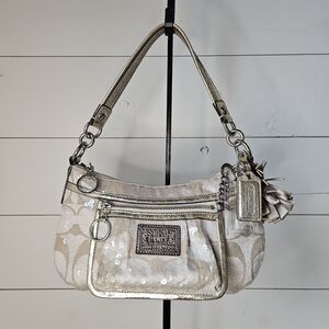 EUC Vintage Y2K Coach Poppy Sequin Bag Purse #14541 - Beige/Champagne